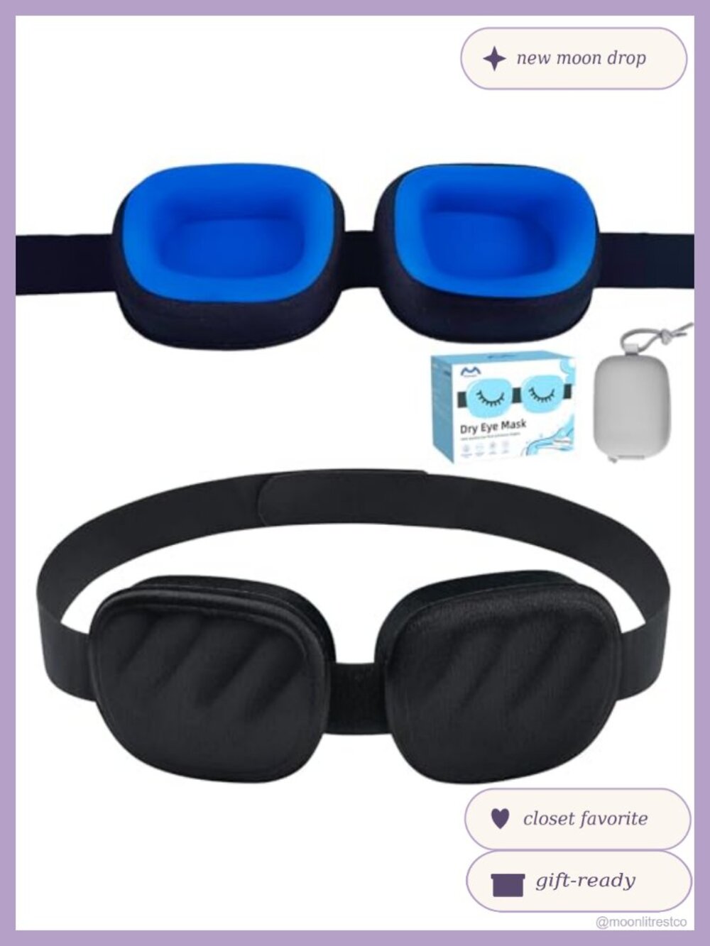 Moisture Chamber Dry Eye Mask Blackout Sleep Mask Detachable Silicone Cups